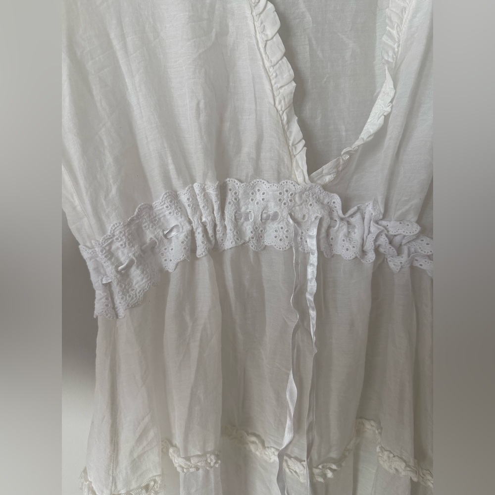 Vintage Y2K Romantic Feminine Ruffle Silk Blend Swim Cover Up or Nightie - Picture 5 of 14